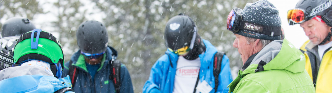 Before the cat skiing starts, participants receive important avalanche training.