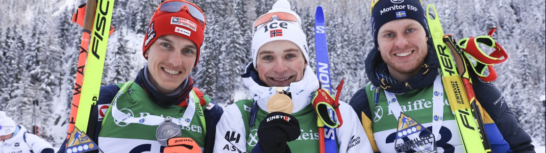 Gold für Dominator Isak Frey (NOR) vor Fredrik Mühlbacher (AUT) und Emily Nykvist (SWE).