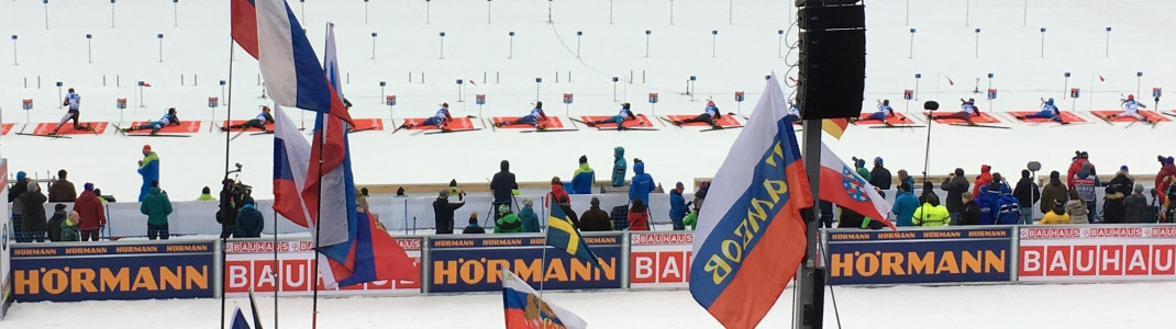 Russische Flaggen sieht man bei den Biathlon-Weltcups zahlreich.