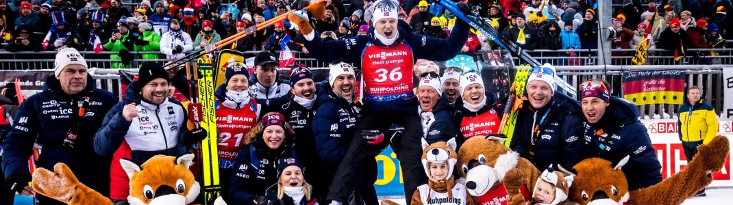 Die Norweger feiern ihren Sprintsieger Christiansen.