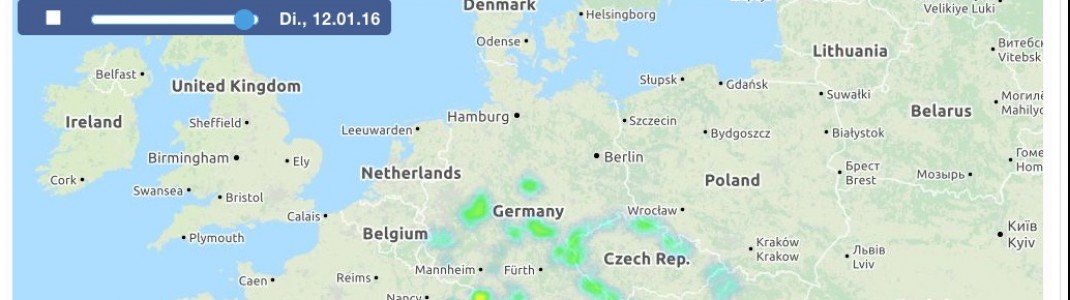 Die Karte auf der Startseite verschafft euch einen guten Überblick über das aktuelle Wetter