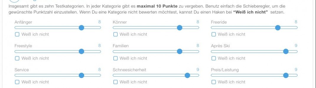 Jede Testkategorie bekommt maximal 10 Punkte