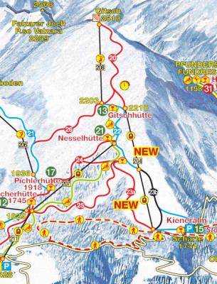 Im neuen Pistenplan sind die Neuerungen am Gitschberg gut zu erkennen.