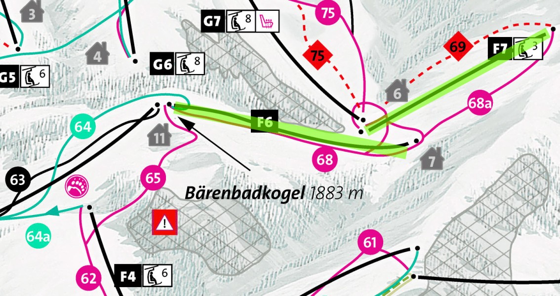 Die beiden neuen Lifte (grün markiert) verbinden Jochberg mit dem Pass Thurn.