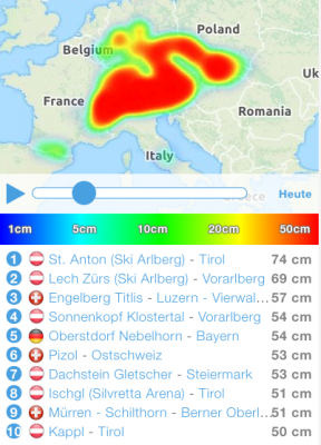 Jede Menge Neuschnee wird ab Dienstag, 8. Januar 2019, erwartet. Die Neuschneegrafik auf unserer Startzeite zeigt euch auch die Prognosen für die nächsten Tage an.