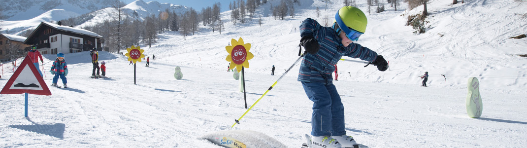 Im malbi-Park lernen die Kleinen das ABC des Wintersports.