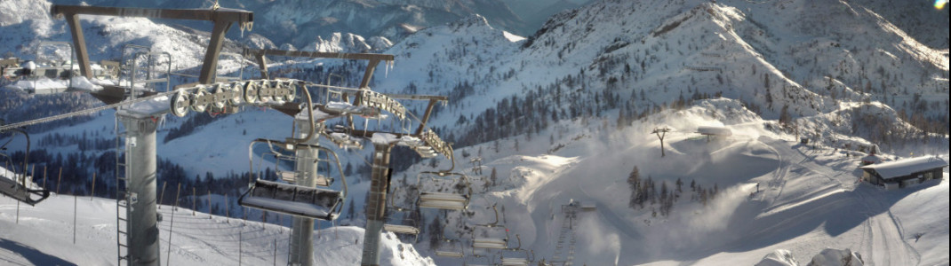 Toller Panoramablick vom Gartnerkofel auf das Skigebiet. (Webcambild vom 28.11.)
