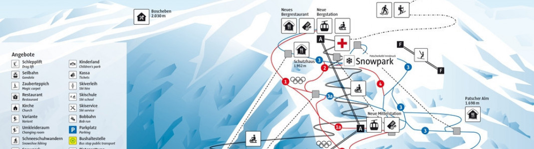 Der neue Pistenplan des Skigebiets Patscherkofel