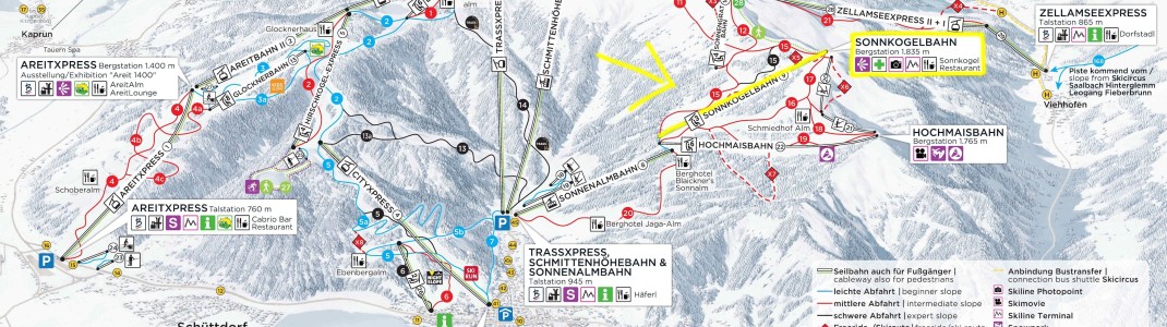 Die neue Bahn liegt mitten im Skigebiet.