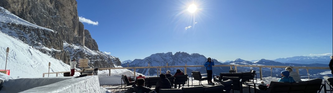 The Laurins Lounge terrace is located directly under the Catinaccio.