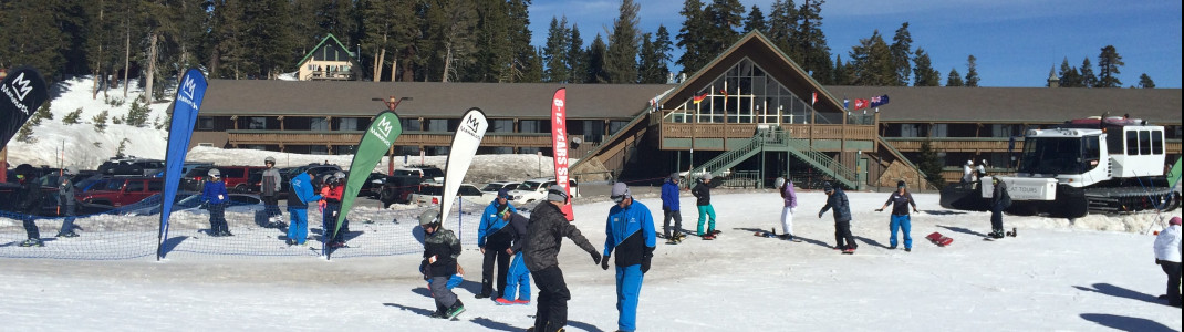 Practice areas in front of the restaurant Yodler at the main lodge