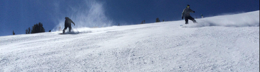 Skiing down Face of Five at High Five Express.