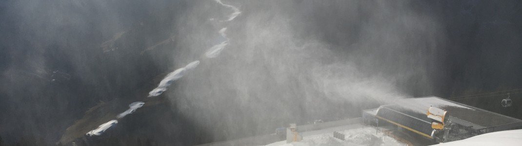 Schneekanonen liefen auch am Samstag tagsüber noch einige.