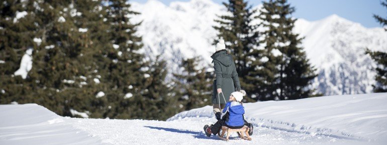 Auf der Rodelpiste am Vigiljoch ist Spaß garantiert.