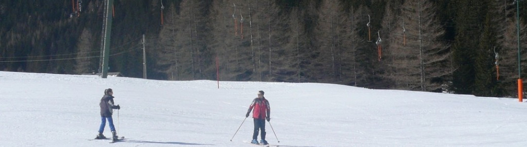 Anfänger auf der blaue markierten Piste Nr.8.