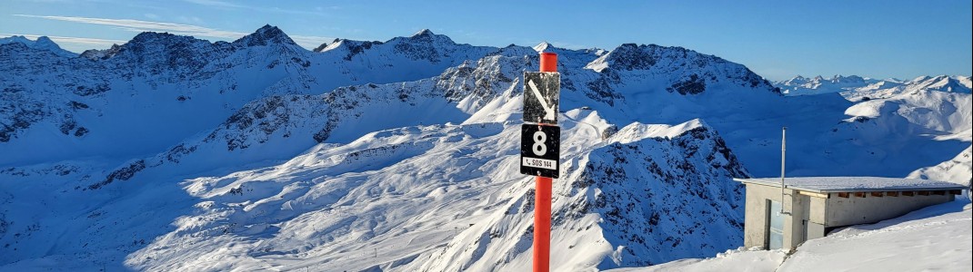 Vom Weisshorngipfel wartet die schwarze Piste 8 auf Profis