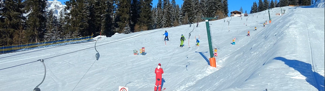 Anfänger und Kinder werden von den Skilehrern bestens betreut.