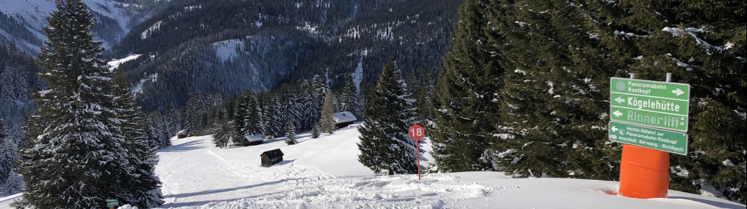 Mit den Wegweisern findet man sich gut im Skigebiet zurecht.