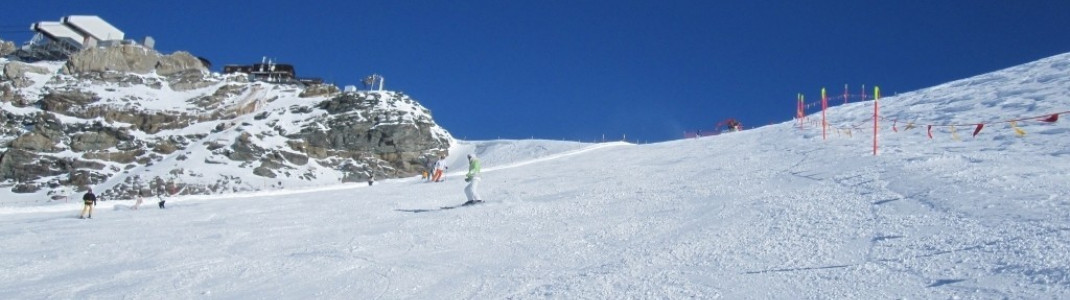 Blick von der Abfahrt 7 aufs Plateau Rosa (3480m)!