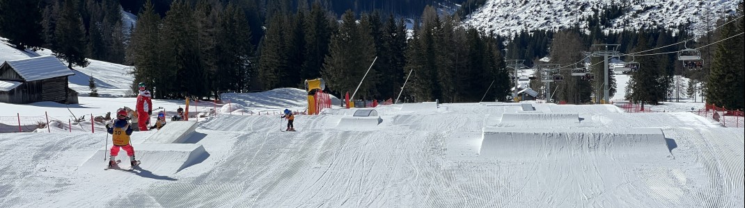 Der Snowpark bietet auch für Kinder geeignete Elemente.