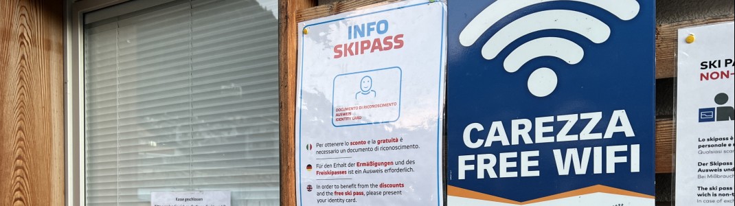 Es gibt kostenloses WLAN im Skigebiet.