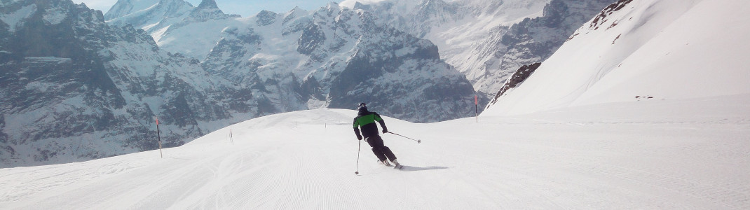 Vom First Gebiet bietet sich ein traumhafter Blick auf Eiger, Mönch und Jungfrau