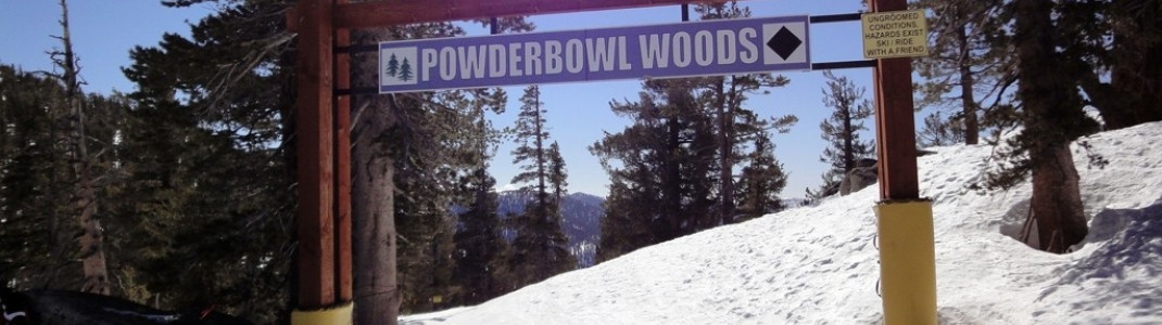 Eingang zu den Powderbowl Woods! Dahinter verbergen sich einige schöne Waldabfahrten.