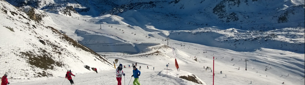 Blick auf die einfachen Pisten an der Idalp