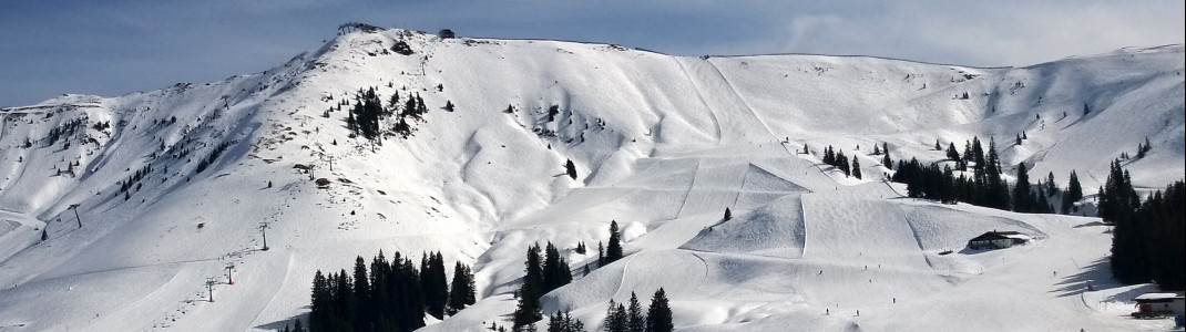 Am Steinbergkogel startet die blau markierte Streiteck-Piste