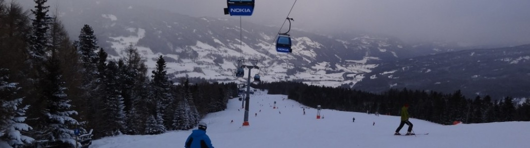 Auch zur Mittelstation der Gondelbahn führen blau markierte Pisten (Abfahrt 2), die für Anfänger ideal sind.