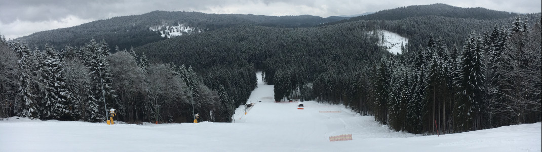 Das Schneeloch im Bayerischen Wald verfügt in der Regel über genügend Naturschnee, kann aber maschinell auf die Sprünge helfen
