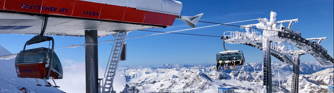 Mit dem Gletscher Jet kommst du zum höchsten Punkt im Skigebiet.