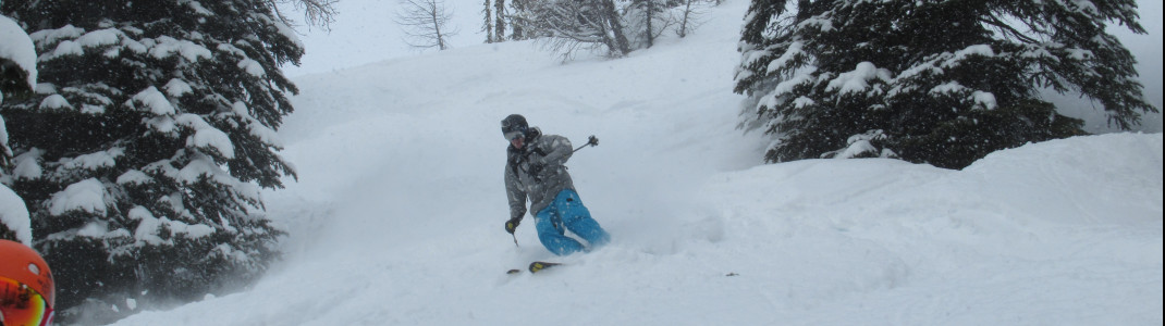 In Kanada darf das gesamte Areal innerhalb der Grenzen des Skigebiets, also auch die Liftschneisen und Wälder, befahren werden.