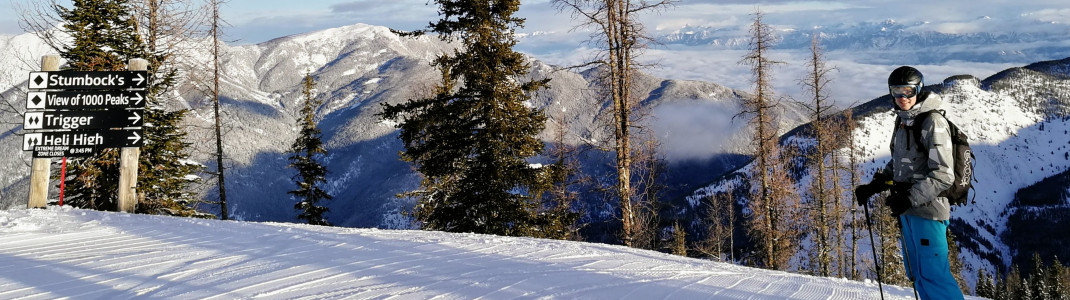 Vom höchsten Punkt des Skigebiets geht es auf dem Stumbock Run bis zur Talstation.