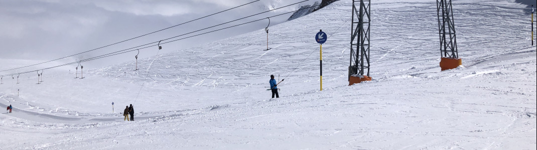 Vor allem am Tiefenbachgletscher gibt es breite, blaue Pisten.