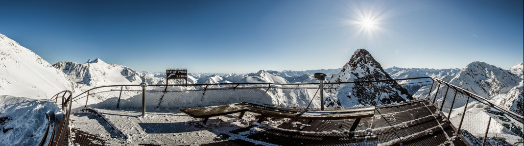 Der höchste Punkt im Skigebiet: Top of Tyrol auf 3210m Seehöhe