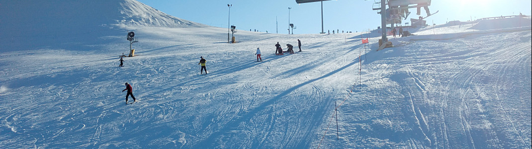 Ein Großteil der Pisten sind im Skigebiet zurecht nur blau oder grün markiert