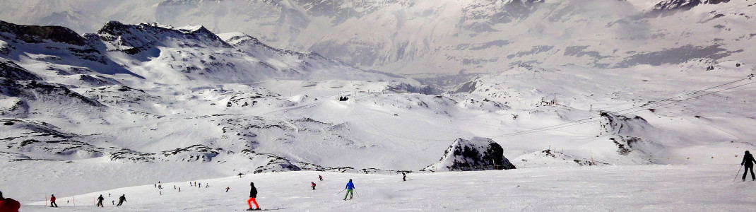 Besonders schön: Die breiten Carving Pisten im Teilgebiet Breuil Cervinia