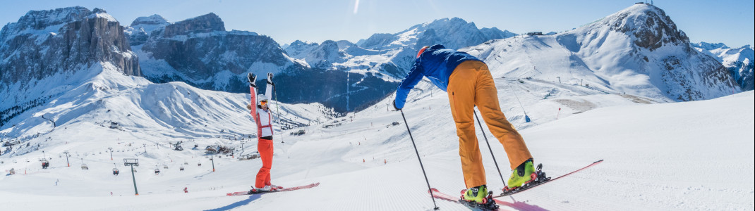 Dolomiti Superski ist der größte Skiverbund der Welt. Die 12 Skigebiete sind mit nur einem Skipass befahrbar.