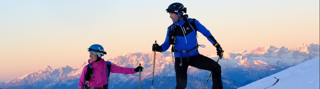 Skitouren führen durch die winterliche Landschaft des Val di Fiemme
