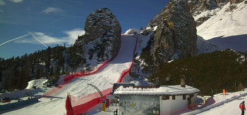 View over the Olympic run 'Trofana' in Cortina d'Ampezzo. This is where the alpine women's races and the team event will take place.