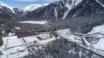 The biathlon stadium in Antholz is located about 1,600 metres above sea level.