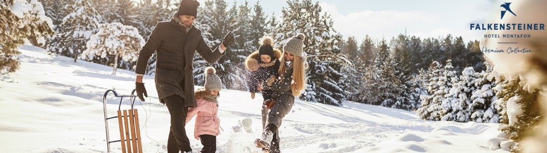 Gewinne einen winterlichen Kurzurlaub für zwei Erwachsene und zwei Kinder im Falkensteiner Hotel Montafon.