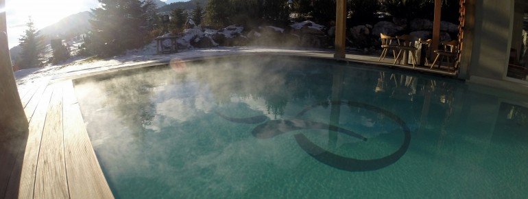 Heated Swimming pool with view on Italian mountains the DOlomiti