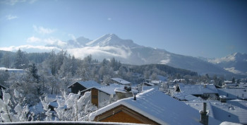 Beautiful snow and great view at our village