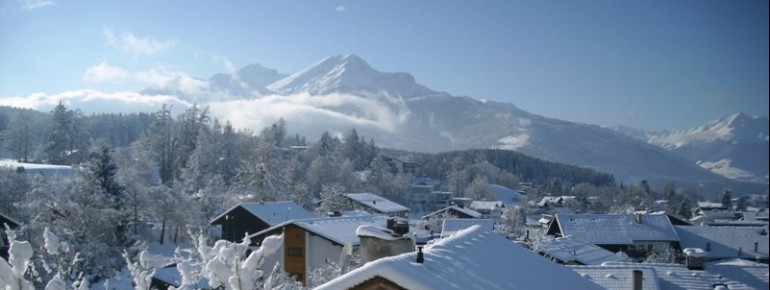 Beautiful snow and great view at our village