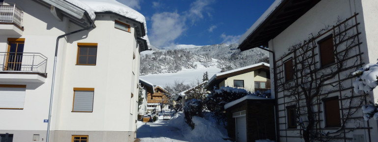 Ankunft Pension zu Hause im Winter