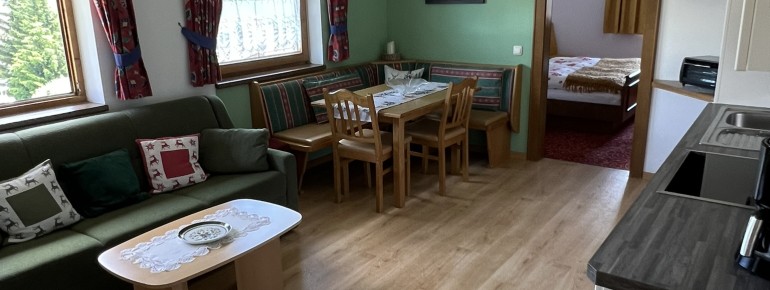 Appartement Fernblick 2: Wohnraum mit Küche