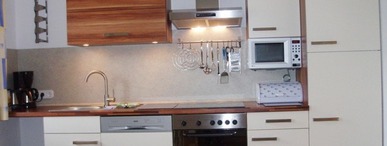 Wohnküche mit Geschirrspüler und Elektroherd