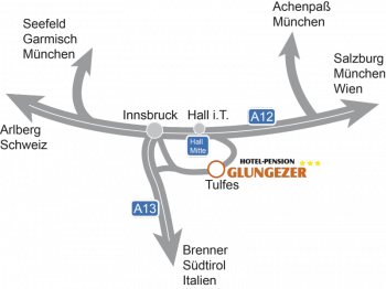Anfahrt zum B&B Appartements Glungezer in Tulfes